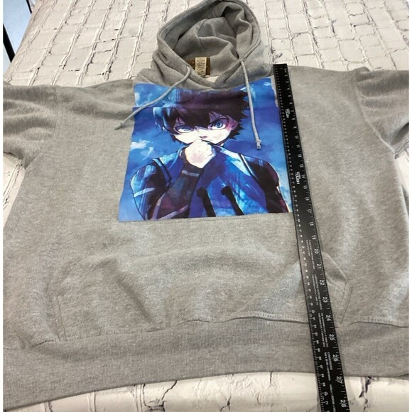 Jon Lauren Apparel Sweatshirt Unisex Size L Color Gray Blue Lock Pullover Hoodie - Picture 9 of 9